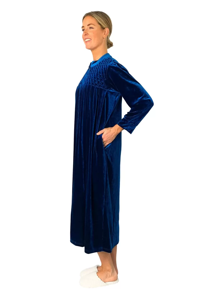 Outlet Smocked Velour Zip Front Robe Robes