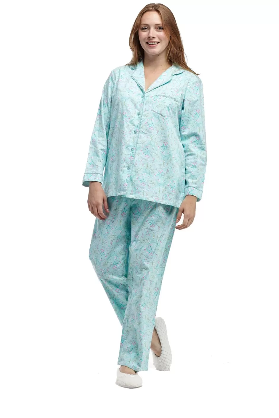 Discount Wispy Floral Flannel Pajama Set Pajamas